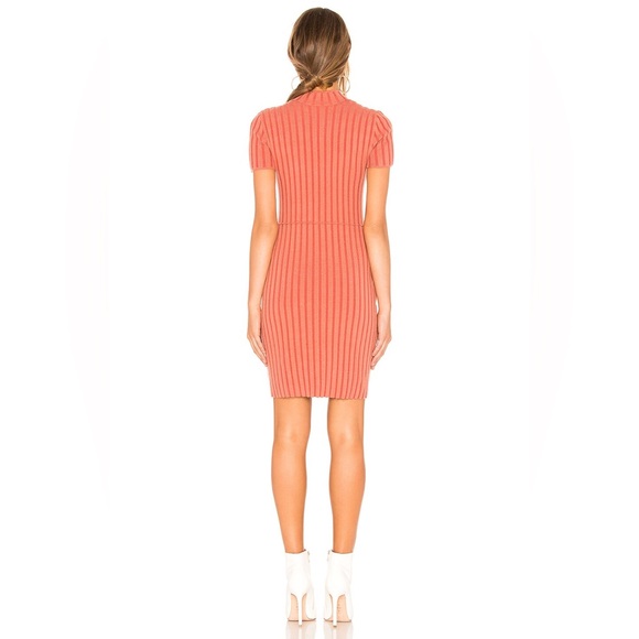 NWT Free People Lottie Knit Ribbed Mini Dress in Coral Size S/P - Picture 3 of 16
